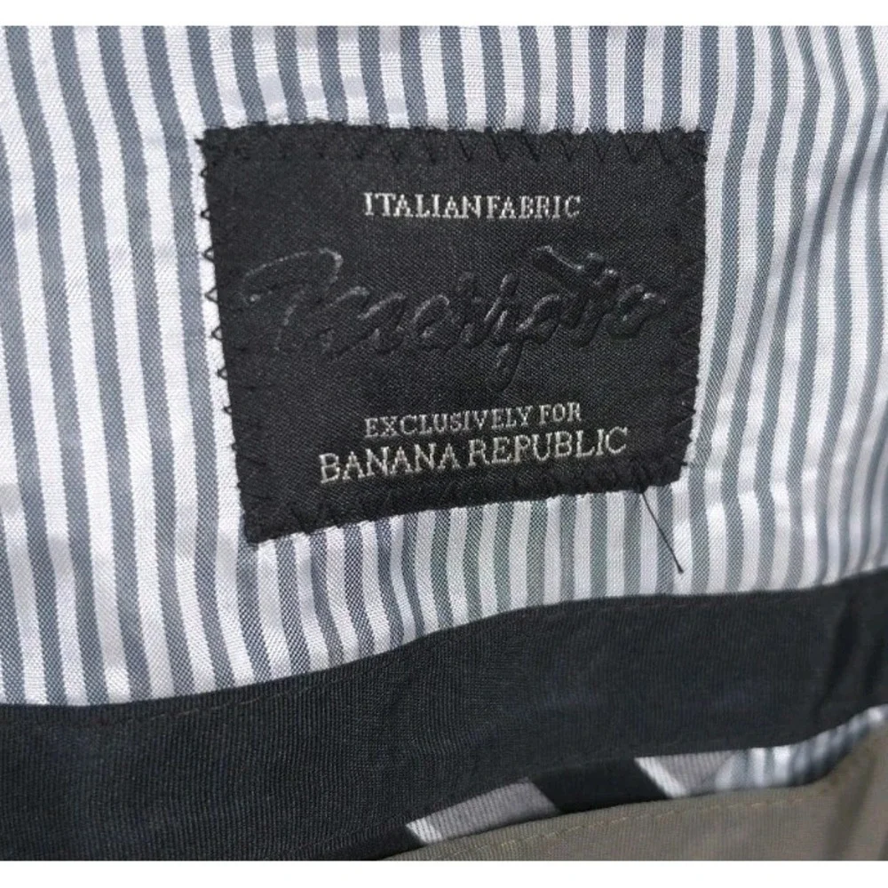 Banana Republic Marzotto Wool Blazer Mens 42R Gray Windowpane Slim Fit Jacket
